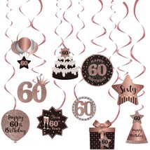Happy 60Th Birthday Party Hanging Swirls Streams Ceiling Decorations, Celebratio - £14.50 GBP