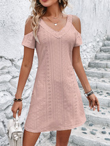 New Off-shoulder Short-sleeved Dress Fashion Summer Slimming A-line Dresses - £17.40 GBP