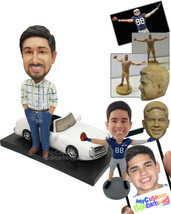 Personalized Bobblehead Guy Standing Next To His New Car - Motor Vehicle... - £136.51 GBP