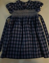 Question Everything Smocked Plaid Short Sleeved Dress Collared Lined Size 5-6 - £27.15 GBP