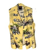 Harley Davidson Women’s Biker Hawaiian Yellow Collar Sleeveless Button T... - $27.57 CAD