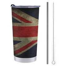 Mondxflaur Union Jack Steel Thermal Mug Thermos with Straw for Coffee - $20.98