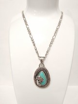 Vtg Native American Sterling Silver Kokopelli Turquoise Pendant Chain Necklace  - £214.10 GBP