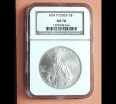 2004 P NGC MS70 THOMAS EDISON COMMEMORATIVE SILVER DOLLAR - €85,67 EUR