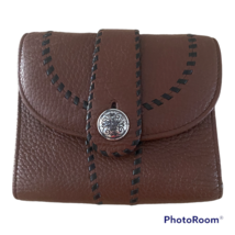 Brighton Wallet Brown Pebbled Leather Studded 3 Fold Wallet Purse Unisex - £20.14 GBP