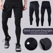 Men&#39;s Compression Leggings Cool Dry Pants Basketball Cycle Sport Baselayer Tight - £12.93 GBP