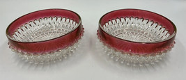 Vintage Indiana Glass Diamond Point Ruby Red Flash 2 Piece 5&quot; Bowls - £16.29 GBP