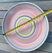 Rare Huge 18” Caleca Italy Pasta Serving Bowl Yellow Pink Blue - $183.15