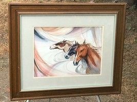 Karl Zembrusky Original Modern Abstract Watercolor *3 Horses* Signed And Framed - £399.67 GBP