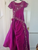 Ballgown prom  full length pinky purple dress, size 8 diamanté embroidery - £150.14 GBP