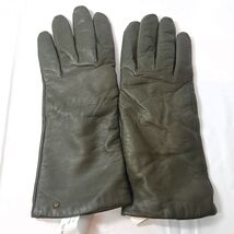 Vintage Aris Leather Gloves Cashmere Lined Womens Size 8 olive Green sty... - $46.00