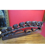 CEYLON CARAVAN OF ELEPHANTS WOOD CARVED SCULPTURE 23&quot; original ^^^ - $6,585.87 MXN