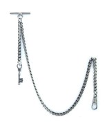 Albert Chain Silver Color Pocket Watch Chain for Men Vintage Key Fob T B... - $12.50+
