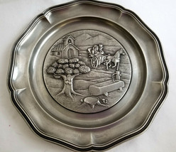 Universal Pewter Wall Plate Dish Country Lovers Wedding Design - £27.93 GBP