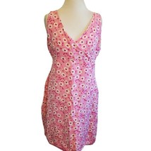 Y2K Womens Pink Floral Sleeveless Dress Knee Length Cotton Bubblegum Sur... - $38.57