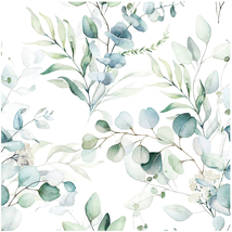 HAOKHOME 93042 Peel and Stick Wallpaper Boho Green/White Eucalyptus Leaf Floral  - £17.55 GBP
