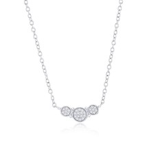 Sterling Silver Triple Round Diamond Necklace - (28 Stones) - £117.21 GBP
