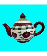 Young’s Exclusive 1999 Country Red Apples and Green Plaid Pitcher Tea Pot - $20.57