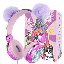 Kids Pom Headphones With Mic For Travel/Car/Plane,Added 85Db Limit Function&amp;Shar - £15.97 GBP
