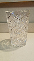 VINTAGE BRILLIANT VASE CUT GLASS LARGE HEAVY INTRICATE PATTERNS 8 1/2&quot; Tall - £23.31 GBP