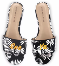 Who What Wear Women&#39;s Sloane Black &amp; White Palm Slide Sandals See Ya New w Tags - £51.67 GBP