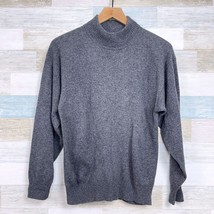 Charter Club Cashmere Mock Neck Sweater Gray Ribbed Hem Cuffs Womens Medium - £66.01 GBP