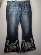 Grace In LA Jeans Flare High Rise Western Embroidered  Stretch Boot Rode... - $64.35