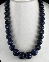 NATURAL BLUE JADE BEADS CARVED ROUND GEMSTONE 1 LINE 1001 CARATS SILVER ... - £184.42 GBP