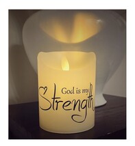 Flickering flameless wax candles.  Batteries included - $14.99
