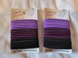 Scunci Elastics Tamera Mowry 2 Packs 36 Pieces Lavender Purple Black New - £9.89 GBP