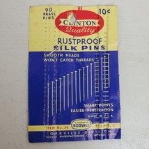 Vintage Sewing Advertising Clinton Quality Rustproof Silk Pins NOT COMPLETE - £9.02 GBP