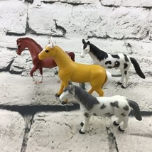 3” Horse Figures Lot Of 4 Brown Yellow Black And White Spotted PVC Figur... - £11.78 GBP