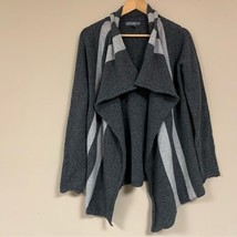 EDDIE BAUER Draped Cardigan Sweater Women’s XS Gray White Draped Flowy Knit - $40.59