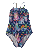 Baby girls one piece Animal print (cat) swimsuit blue XL - £7.87 GBP