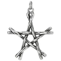 Wicca Star Pentagram Necklace Silver Stainless Steel Pagan Pentacle Pendant - £12.74 GBP
