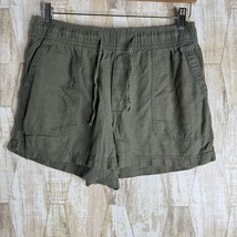 Gap Shorts Womens Size M Green Linen Blend Lightweight Drawstring Waistband - $223.20 MXN