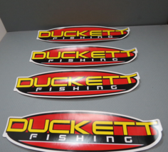 4 Duckett Fishing Stickers Oval Red Black Yelow 10&quot; Tackle Boxes / Back ... - $9.50