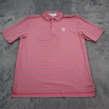 Peter Millar Shirt Mens L Pink Pinstriped Chest Button Short Sleeve Collared Top - £20.23 GBP
