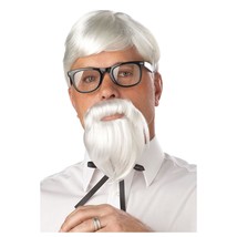 California Costumes mens The Colonel Wig &amp; Moustache Adult Sized Costumes, White - £22.02 GBP