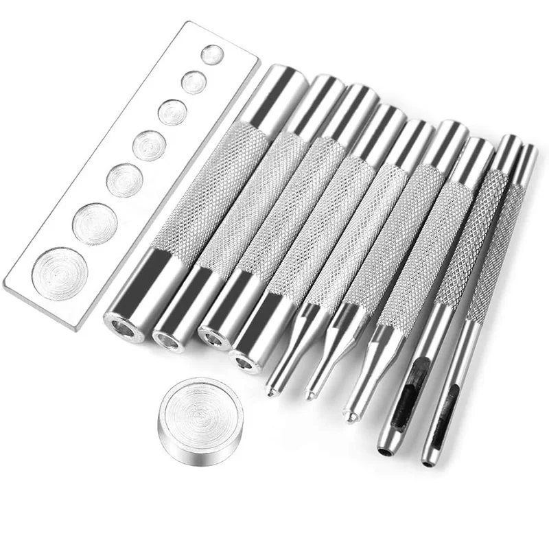 11 Pcs Punch Leather Tool Hole Punch Buttons Set Pressing Studs, Rivets and Grom - £173.18 GBP