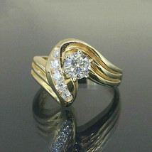 2Ct Round Cut Cubic Zirconia Swirl Engagement Ring 14KYellow Gold Plated-Silver - £95.91 GBP