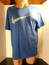 Blue Nike Swoosh Graphic T-Shirt - Size 2XL - £11.14 GBP
