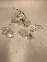 Lot 4  glass Crystal Figurine Paperweight  Vintage  Animals DOLPHINS fish - £11.86 GBP