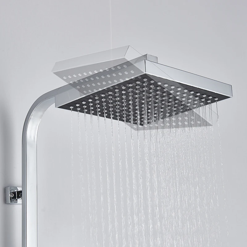 House Home Chrome Bathroom Shower Faucet Set Rainfall Shower Head With Handshowe - £66.33 GBP