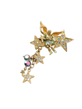 Kirks Folly Johnny Angel Rhinestone Star Brooch Pin Gold Tone Vintage - £27.54 GBP