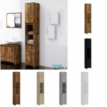 Modern Wooden Tall Narrow Bathroom Storage Cabinet Unit With 2 Doors &amp; Shelves  - £65.07 GBP+