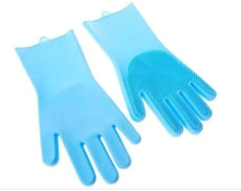 Beekman 1802 Happy Place Dishwashing Scrubber Silicone Gloves Blue Sz  Large New - £9.34 GBP