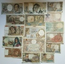 FRANCE HUGE LOT OF 16 BANKNOTES FRANCS ALL PRE EURO RARE COLLECTION SET - £135.66 GBP