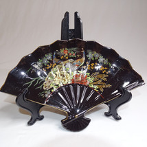Ceramic Peacock Trinket Colorful Fan With Gold Trim Made In Japan  Very Pretty - £2.35 GBP