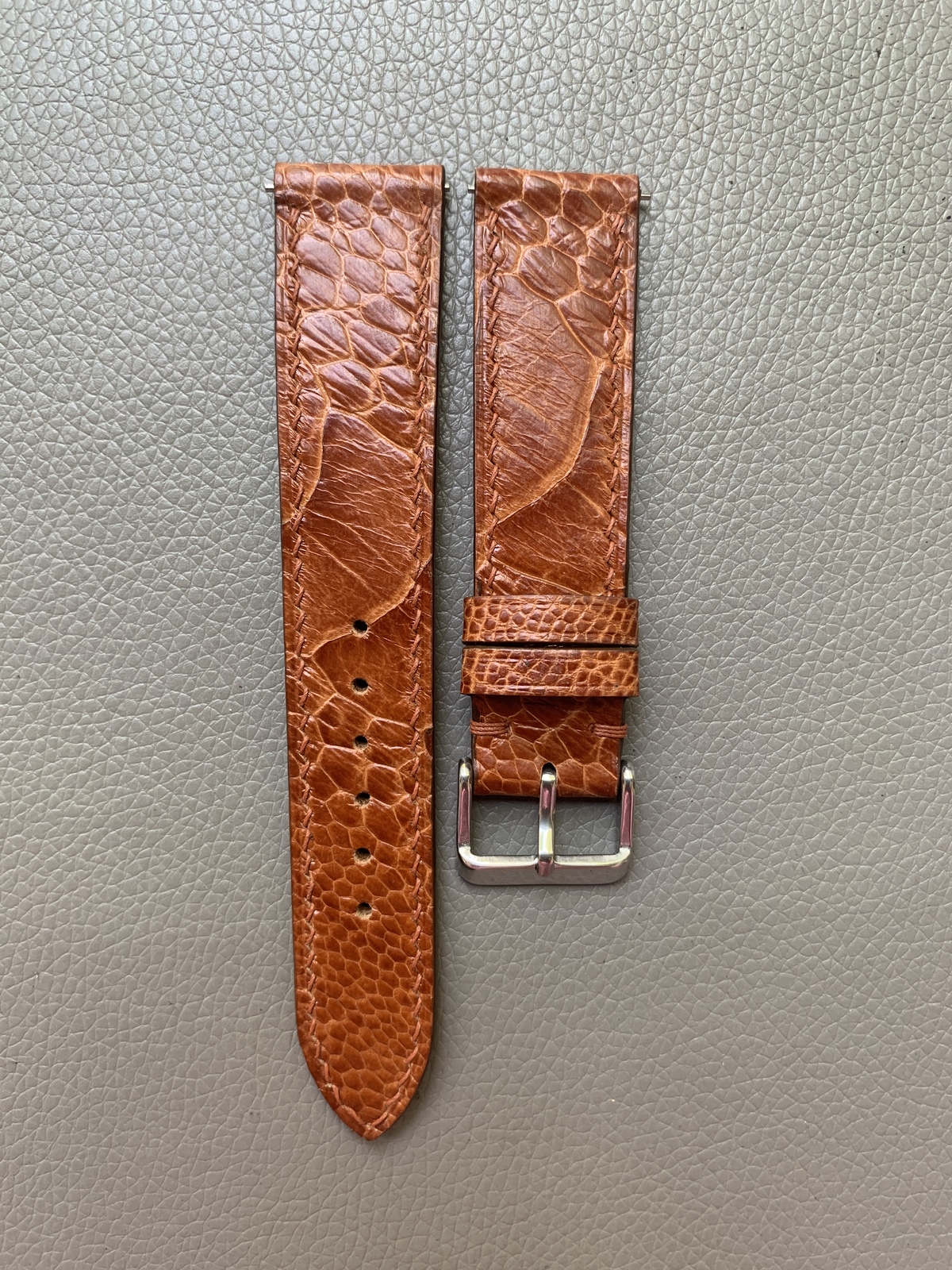 Brown Genuine Ostrich Leather Watch Strap Band Custom Size 16 17 18 19 2... - $48.00